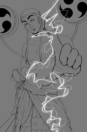 Lineart of God Enel from One Piece